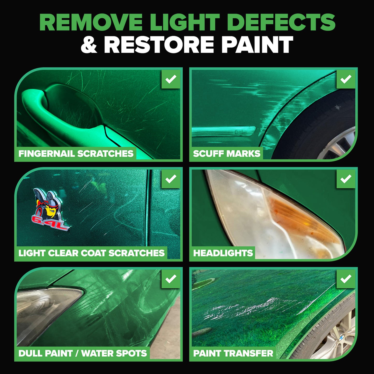 Scratch and Swirl Remover for Green Color Paints