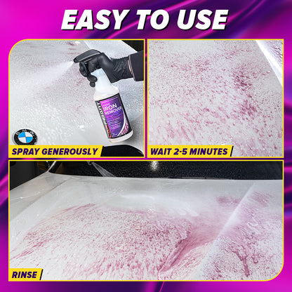 Iron Remover Car Detailing – Iron Decon Spray, Pulls Out Brake Dust, Rust & Fallout - Contaminant Removal for Car Paint & Wheels, pH Neutral Formula
